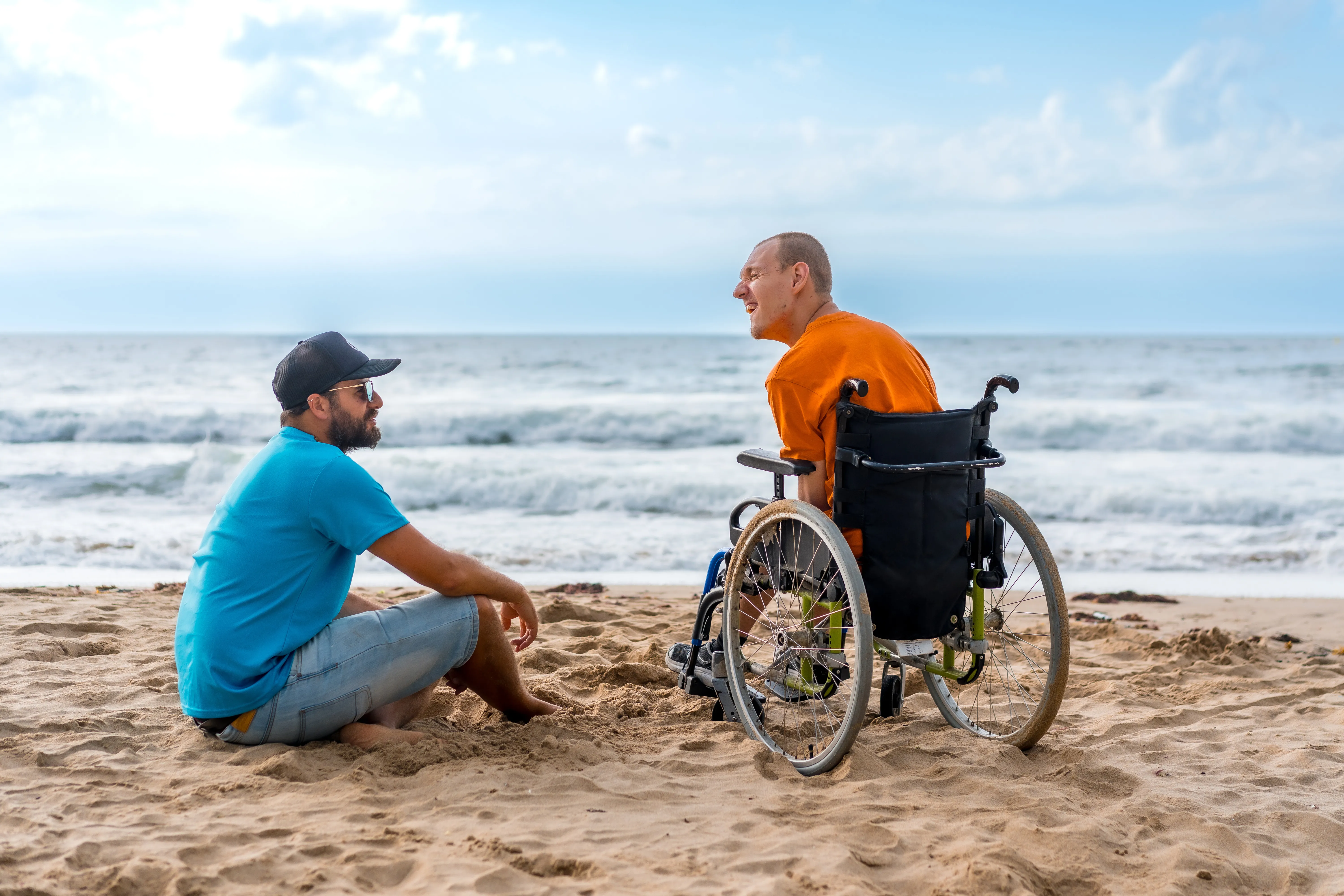 A caregiver and their client enjoying Grand Traverse Bay